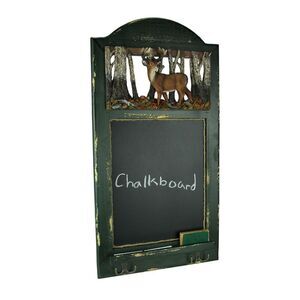Rustic Wood Frame Country Deer Hanging Chalkboard with Hooks